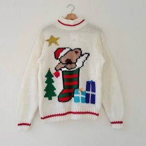 80s kawaii teddy bear christmas sweater